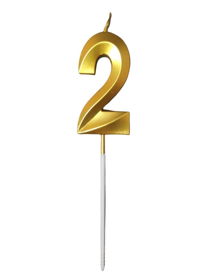 Luxaar Poploons Quality Gold Number Candles, Birthday Cake Candles, 5.3 inches Gold Number Cupcake Candle, Birthday Wedding Anniversary New Year Party Cake Decorations Topper(Number 0-9 for Choosing) (2) - Image 1